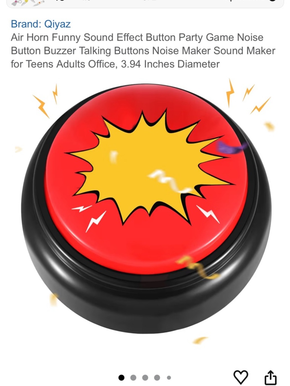 Red Novelty Sound Button - Loud Air Horn Effect